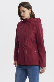 Chaqueta Mujer Con Gorro Rojo