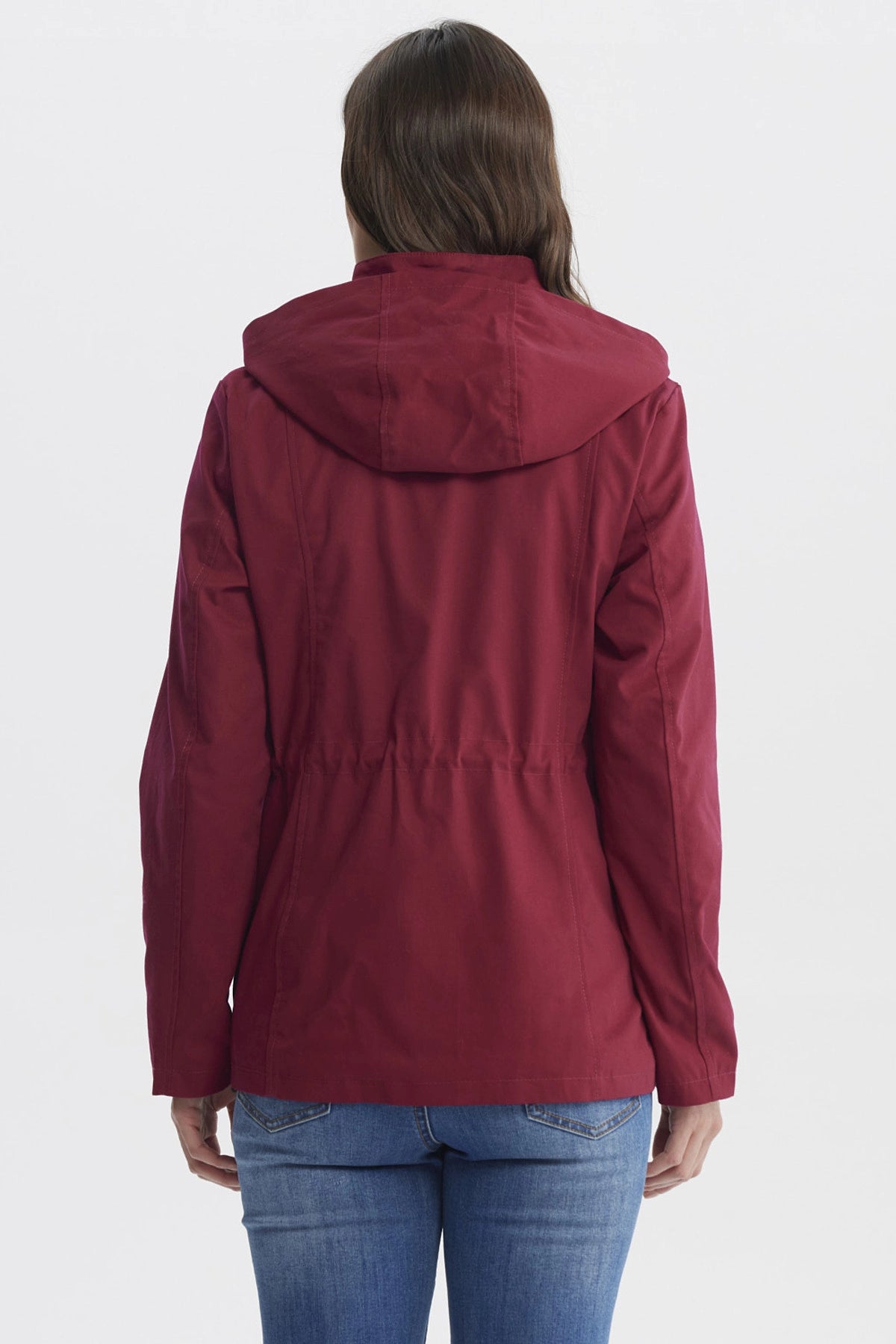 Chaqueta Mujer Con Gorro Rojo