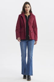 Chaqueta Mujer Con Gorro Rojo