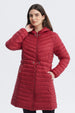 Parka Mujer Larga Básica Rojo Oscuro