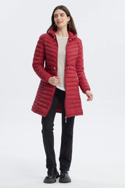 Parka Mujer Larga Básica Rojo Oscuro