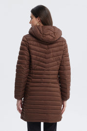 Parka Mujer Larga Básica Café Oscuro