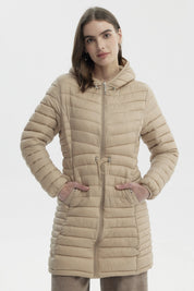 Parka Mujer Larga Básica Beige
