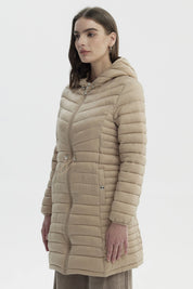 Parka Mujer Larga Básica Beige