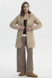 Parka Mujer Larga Básica Beige