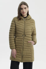 Parka Mujer Larga Básica Verde Militar