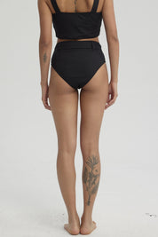 Traje de Baño Mujer Tiro Alto Aplicación Negro