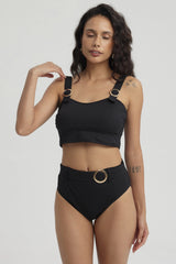 Traje de Baño Mujer Top Sostén Pabilo Negro