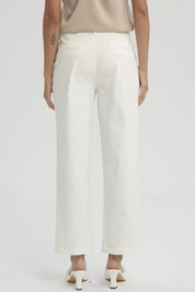 Pantalón Mujer Sastrero Cinturón Pu Crema