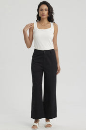 Pantalón Mujer Pliegues Delanteros Negro