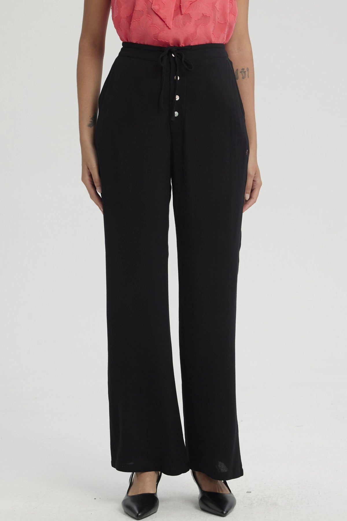 Pantalón Mujer Pretina Elasticada Negro