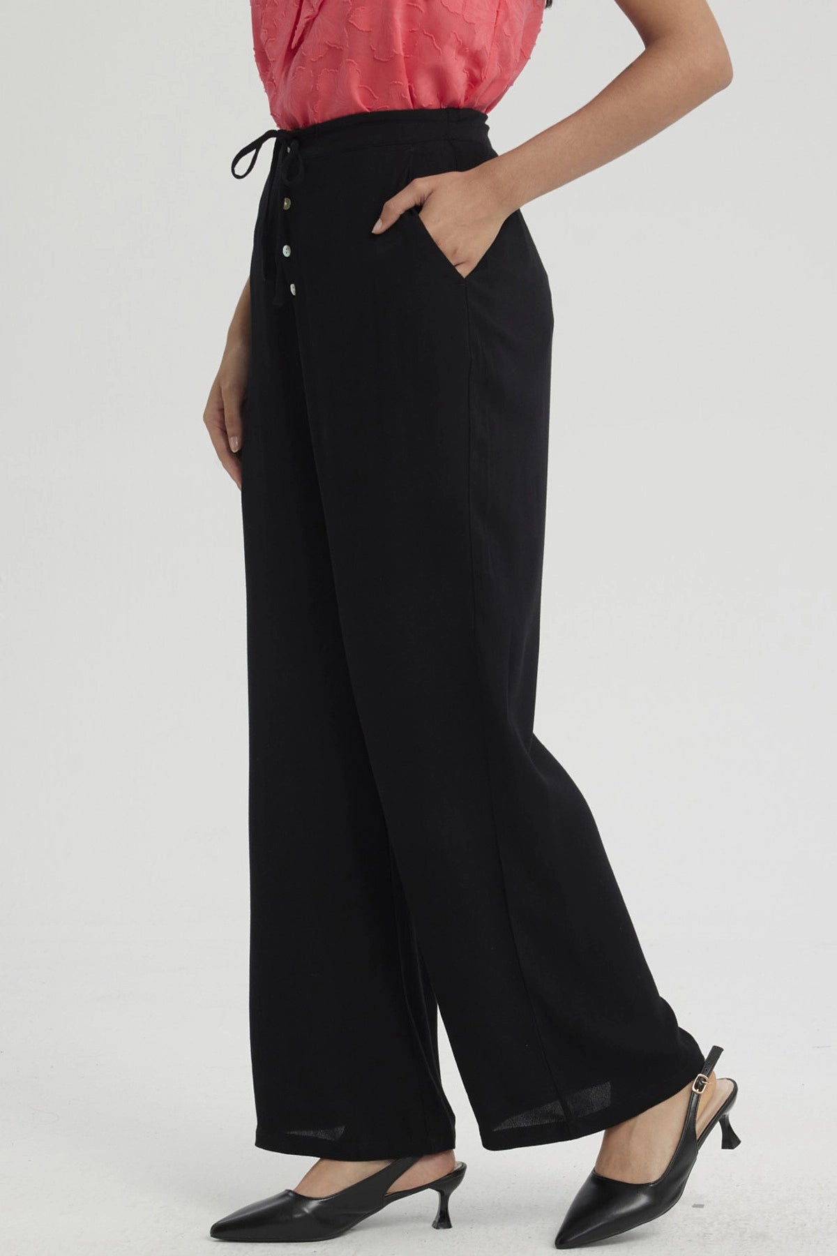 Pantalón Mujer Pretina Elasticada Negro
