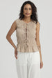 Blusa Mujer Lazos Delanteros Beige Claro