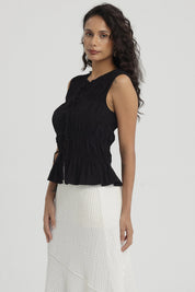 Blusa Mujer Lazos Delanteros Negro