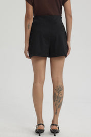 Short Mujer Elasticada Aplicación Negro