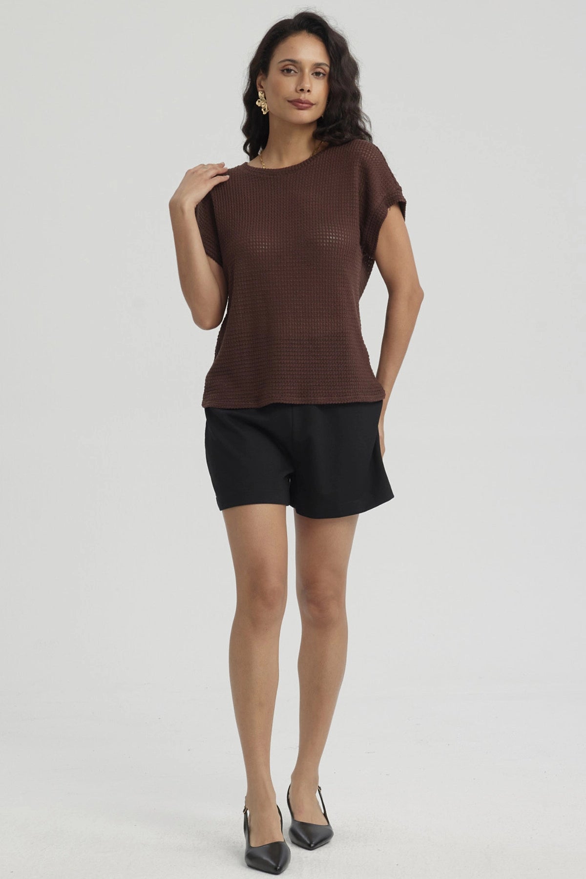 Short Mujer Elasticada Aplicación Negro