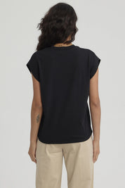 Polera Mujer Aplicación Rib Negro