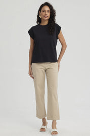 Polera Mujer Aplicación Rib Negro