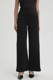 Pantalón Mujer Palazzo Pretina Ancha Negro
