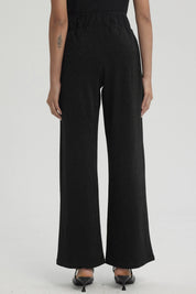 Pantalón Mujer Palazzo Pretina Ancha Negro