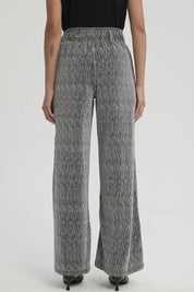 Pantalón Mujer Palazzo Pretina Ancha Plateado