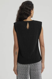 Polera Mujer Hombreras Abertura Negro