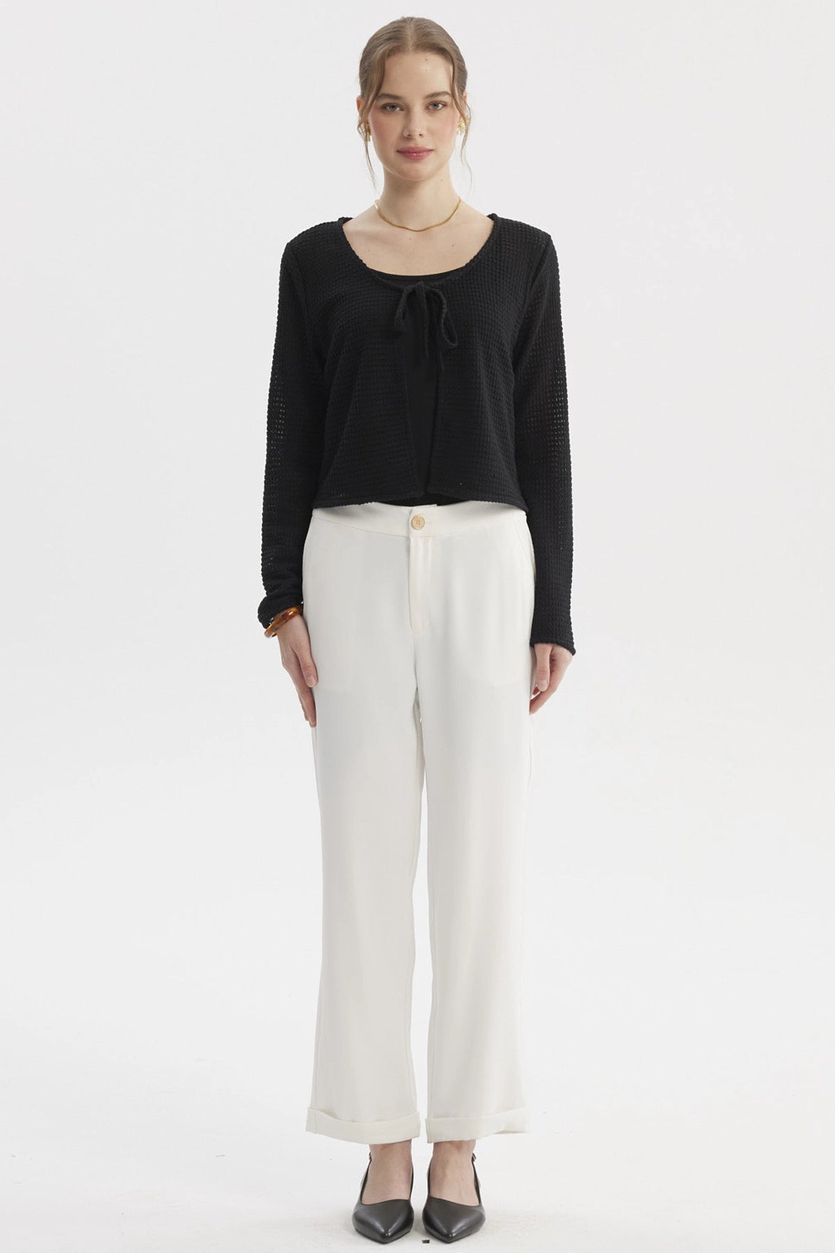 Pantalón Mujer Sastrero Dobladillo Basta Crudo