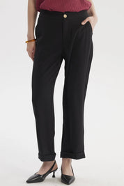 Pantalón Mujer Sastrero Dobladillo Basta Negro