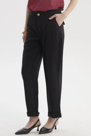 Pantalón Mujer Sastrero Dobladillo Basta Negro