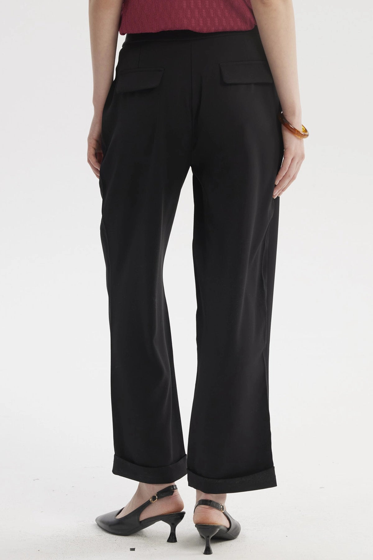 Pantalón Mujer Sastrero Dobladillo Basta Negro