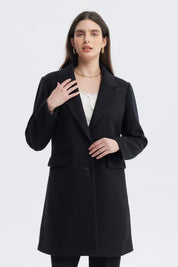 Abrigo Mujer Slim Cuello Camisero Negro