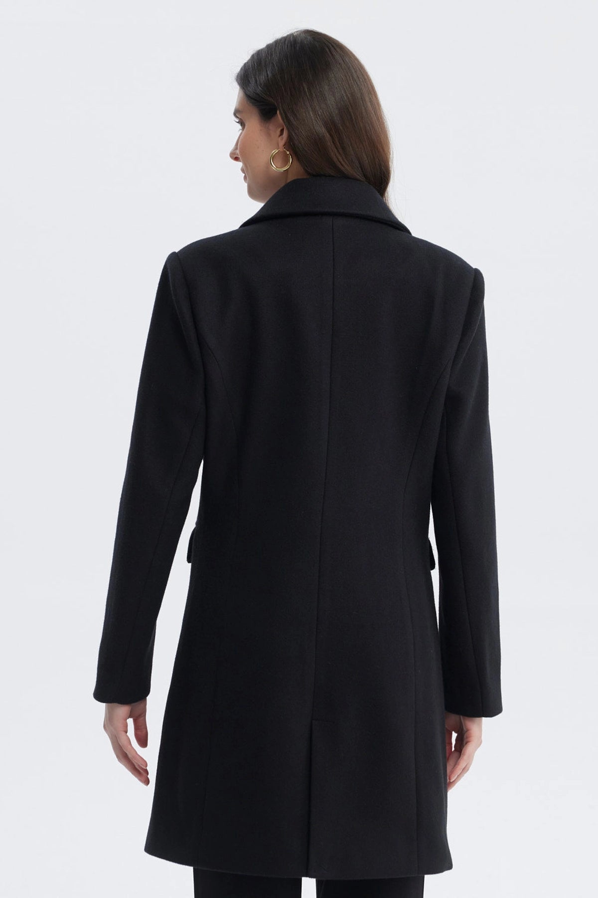 Abrigo Mujer Slim Cuello Camisero Negro