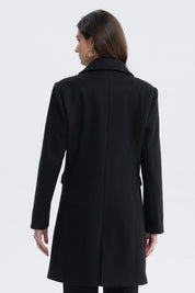 Abrigo Mujer Slim Cuello Camisero Negro