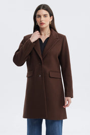 Abrigo Mujer Slim Cuello Camisero Chocolate