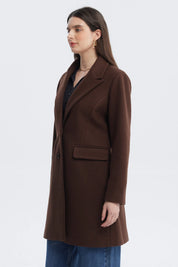 Abrigo Mujer Slim Cuello Camisero Chocolate