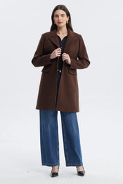 Abrigo Mujer Slim Cuello Camisero Chocolate