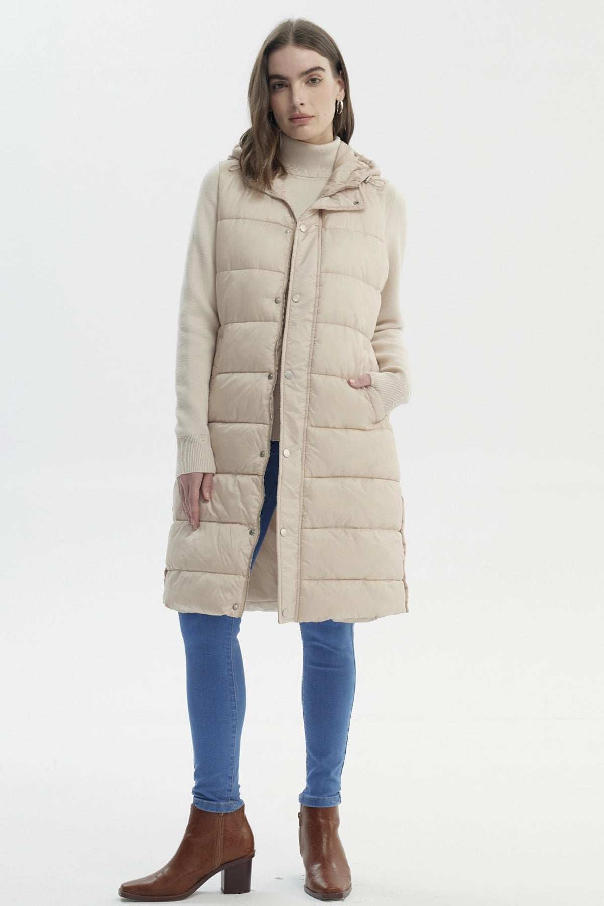 Parka Mujer Slim Beige