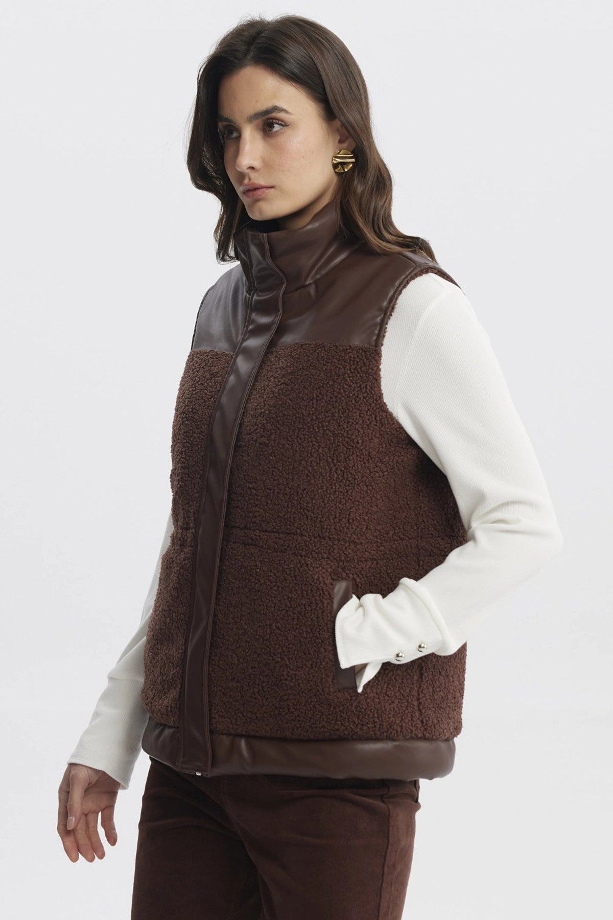 Chaqueta Mujer Slim Café Claro