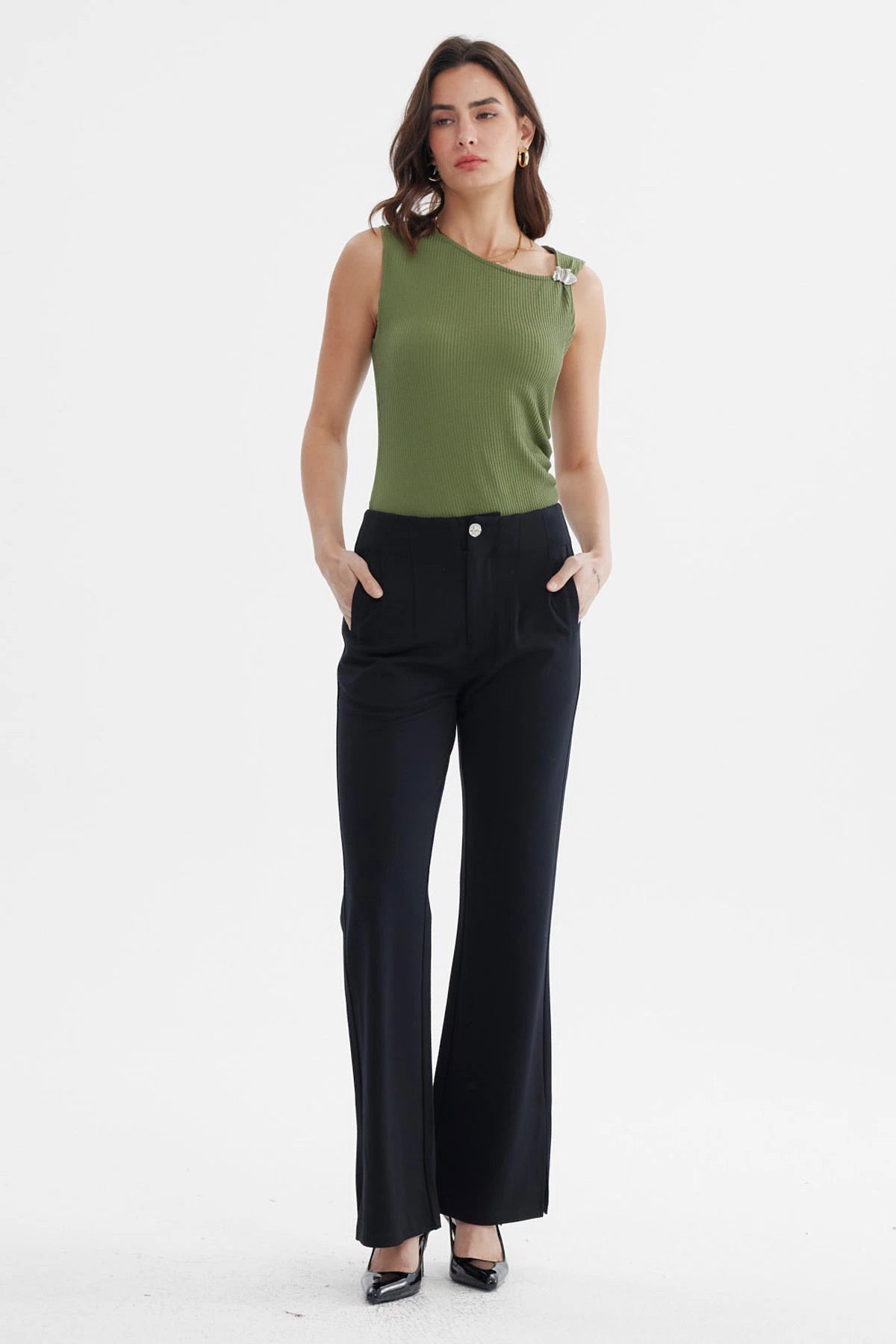 Pantalón Mujer Punto Roma Negro