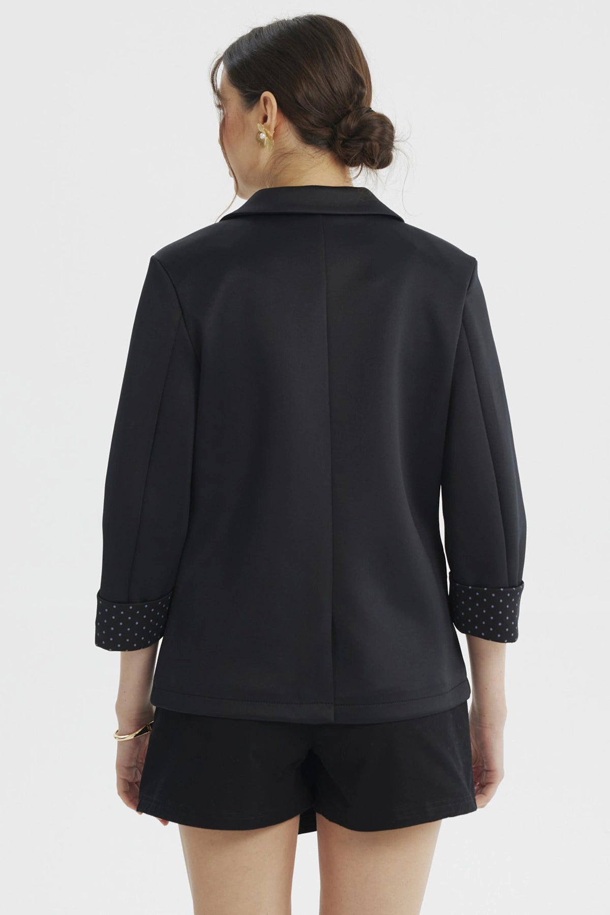 Blazer Mujer Liso Puño Print Negro