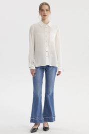 Blusa Mujer Abotonada Lisa Crudo