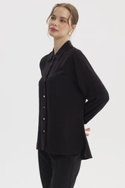 Blusa Mujer Abotonada Lisa Negro