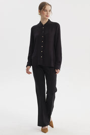Blusa Mujer Abotonada Lisa Negro