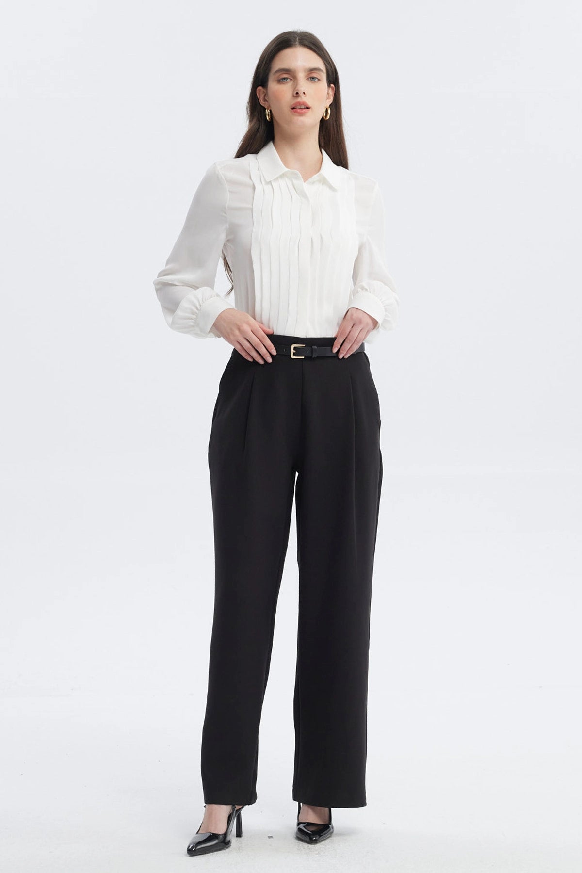 Blusa Mujer Pinzas Delanteras Crudo