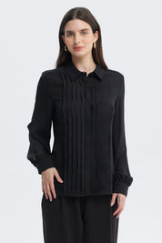 Blusa Mujer Pinzas Delanteras Negro