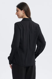 Blusa Mujer Pinzas Delanteras Negro