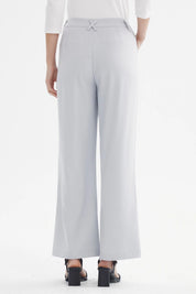 Pantalón sastrero gris mujer con pretina y botón estilo clásico sin estampa liso elegante y moderno