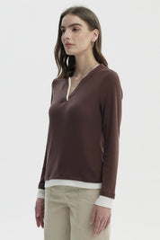 Polera Mujer Slim Café Claro