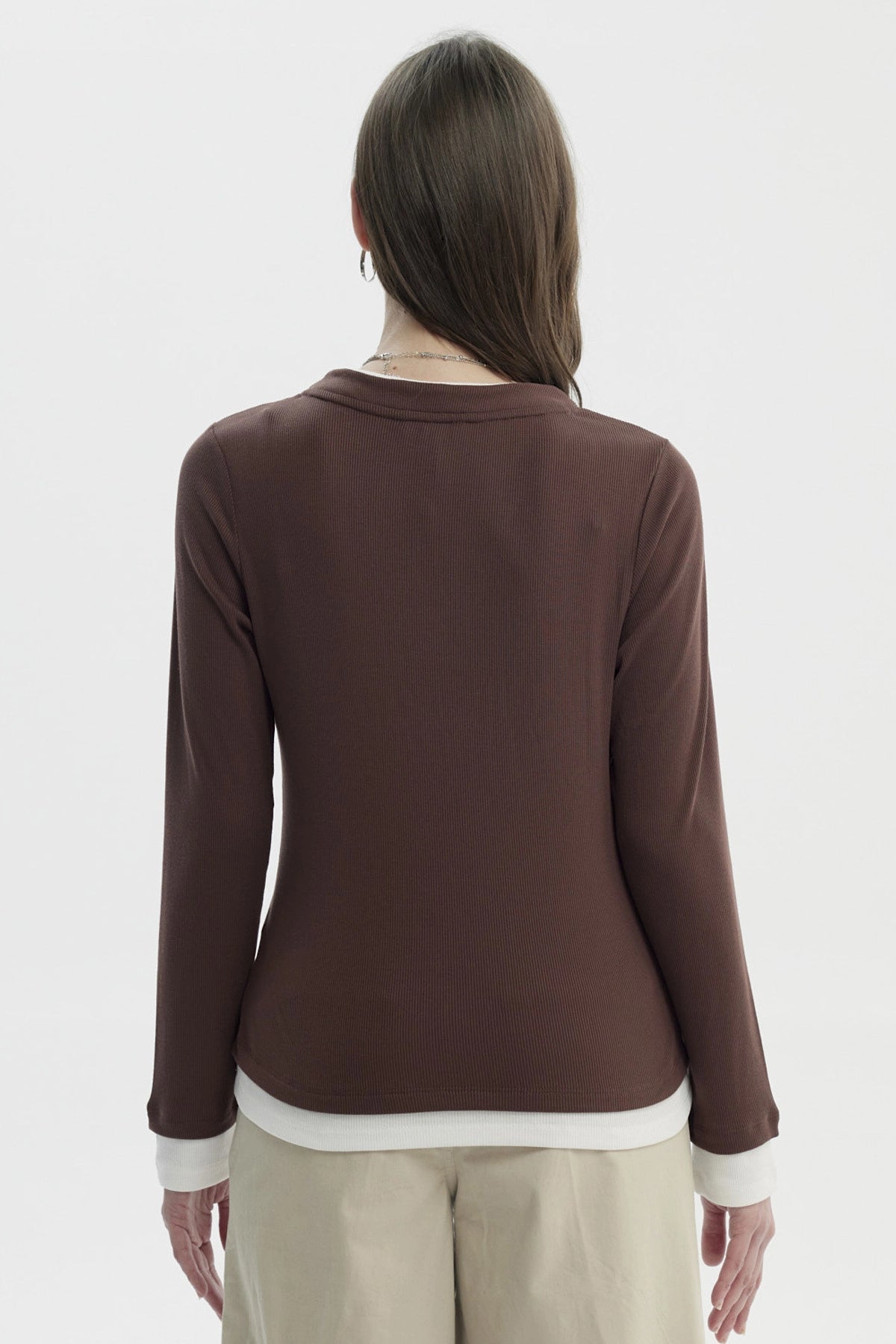 Polera Mujer Slim Café Claro