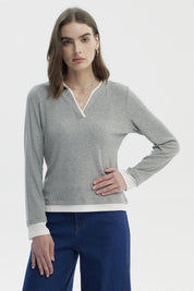 Polera Mujer Slim Gris Melange